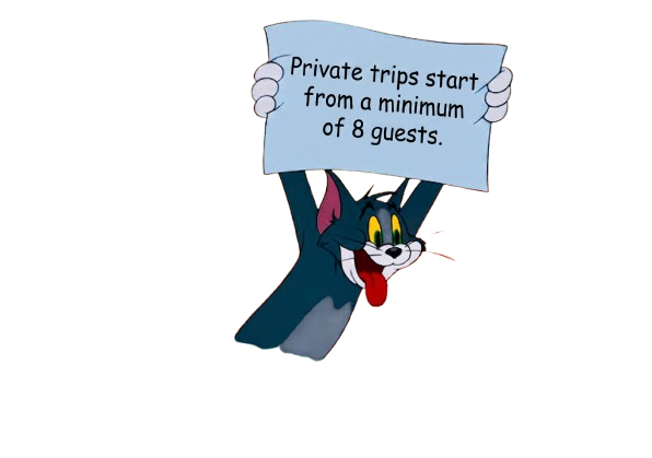 Private trips start from a minimum of 8 guests